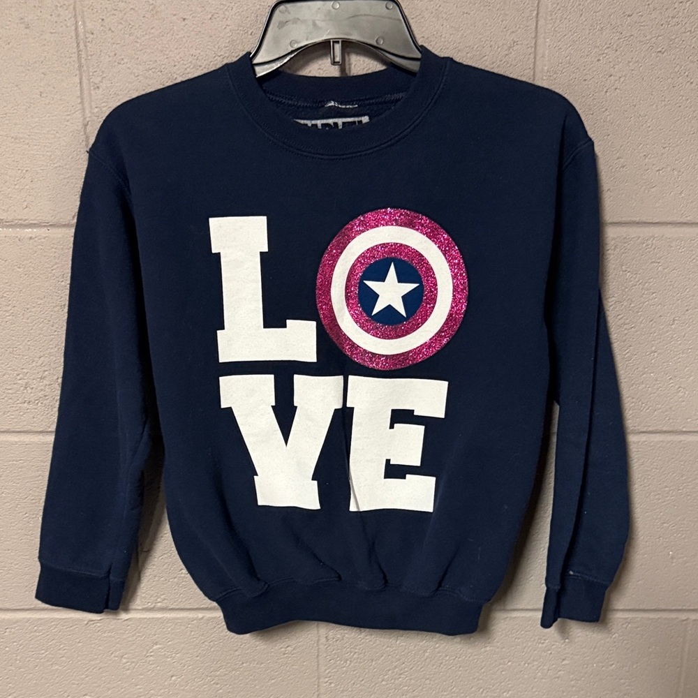 Marvel Navy Sweatshirt with Pink Captain America Shield
